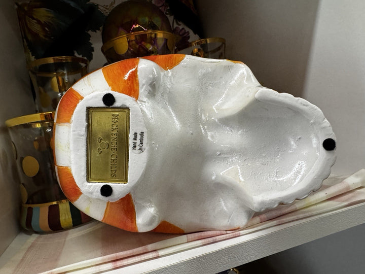 MacKenzie Childs Orange  Check - QVC Exclusive Skull- New