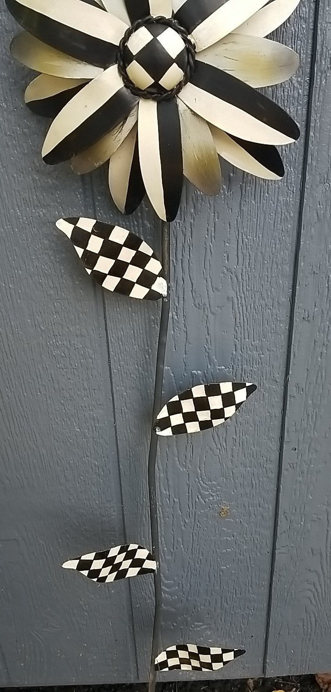 MACKENZIE CHILDS Stake Garden  47” Black And White Decor- HTF Courtly Check