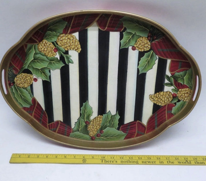 MACKENZIE CHILDS HIGHLAND Retired Metal  Tartan serving tray  15"x20" Excellent
