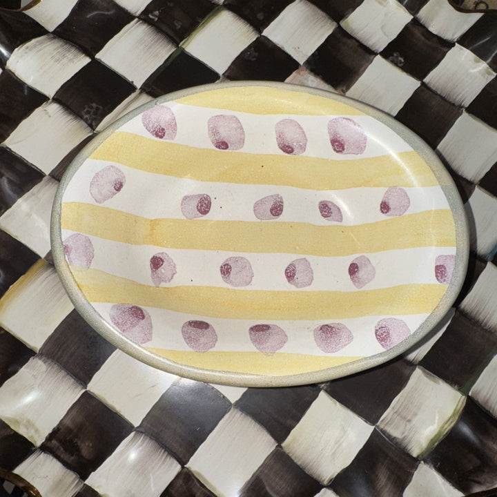 MacKenzie Childs Wallcourt Bixley  Small Oval  Soap Dish 6.25" Ceramic-1989