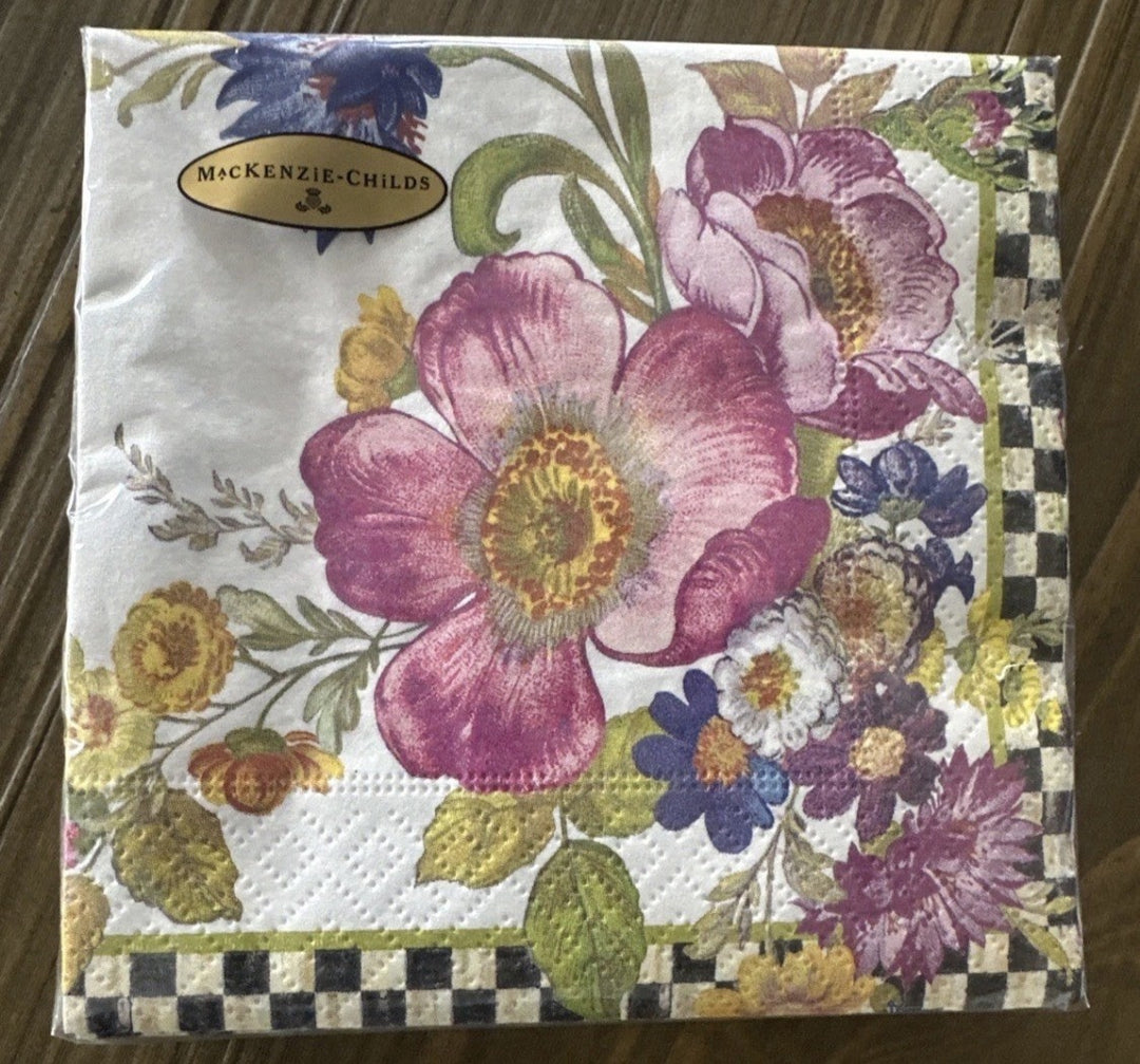 MacKenzie Childs White Flower Market Paper Cocktail 20 Napkins 1 pack