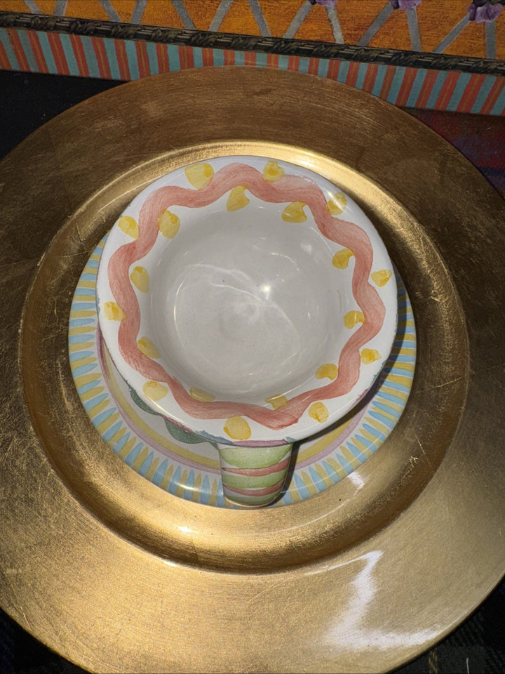 Victoria & Richard Era Mackenzie Childs Taylor Aurora Cup And Saucer 1991