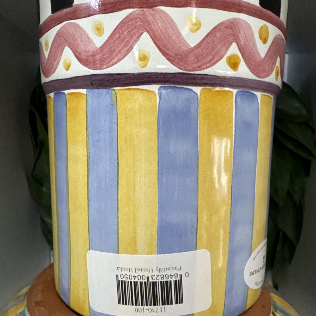 NEW Mackenzie Childs PICCADILLY UTENSIL HOLDER Handmade Painted Majolica