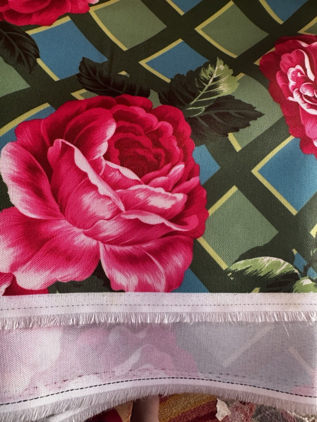 MacKenzie Childs- Fabric By The 1/2 Yard New - Alla Rose Lattice Outdoor