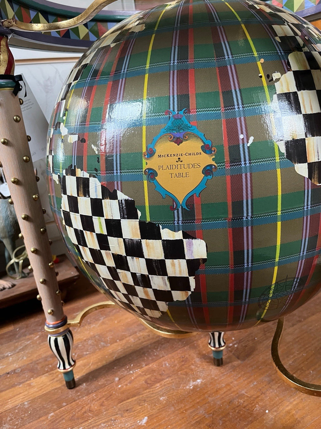 Mackenzie Childs Platitudes Globe Side Table- New - Retired hard To Find