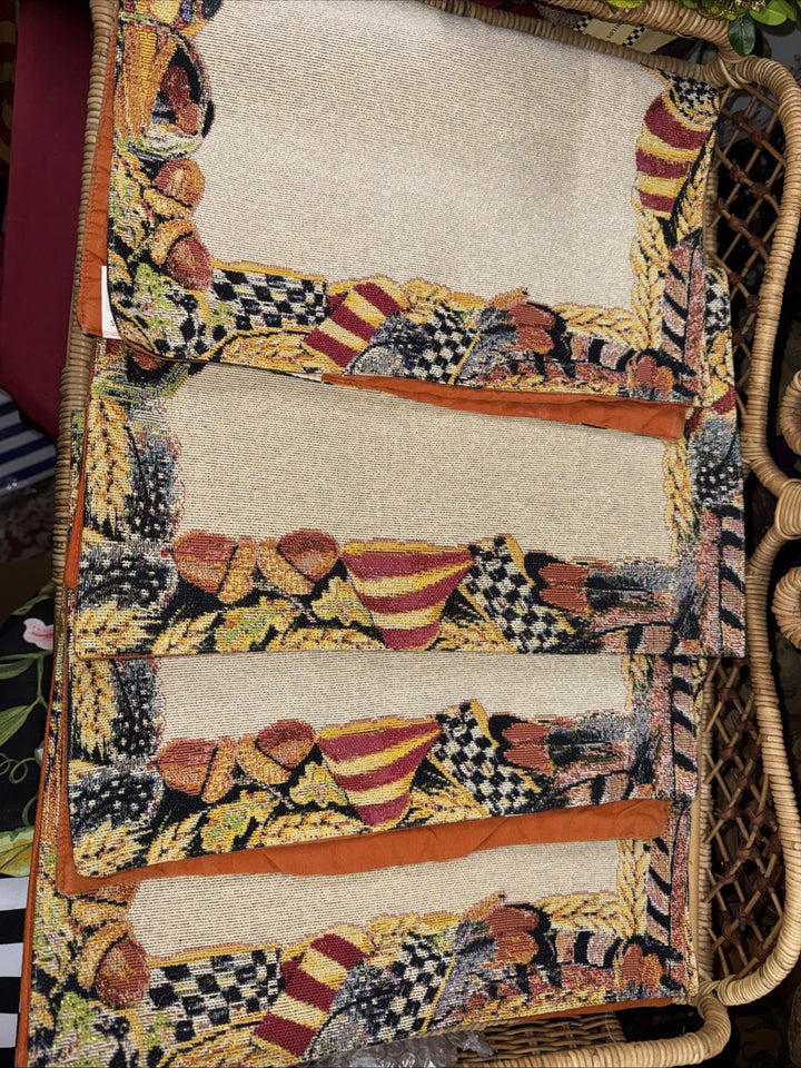 Mackenzie Childs Pheasant Run placemats (Set Of 4) Rare & HTF