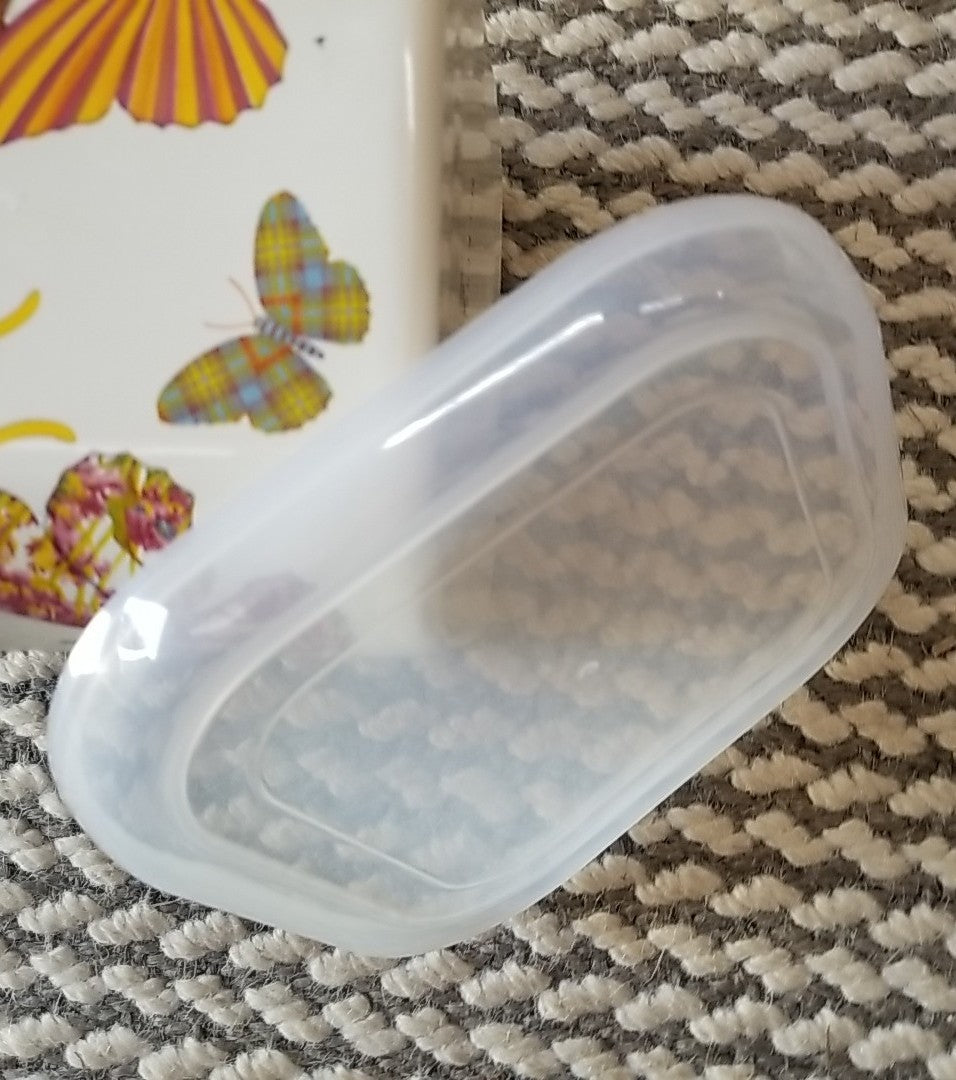 MacKenzie Childs Butterfly Garden Square Enamel Storage Container- New