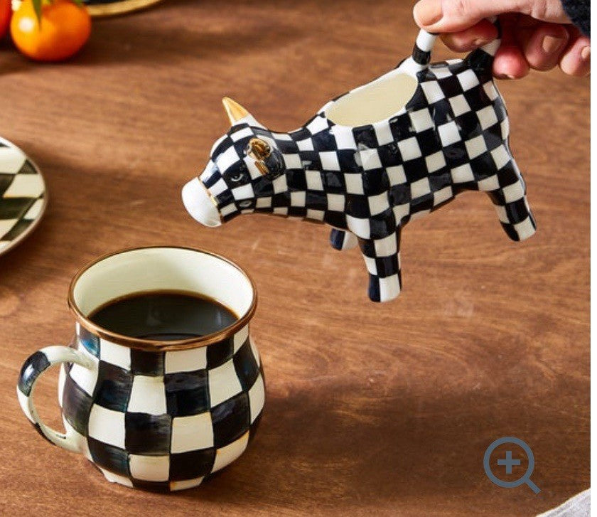 Mackenzie Childs  -Cow Creamery Creamer Courtly Check   Retired