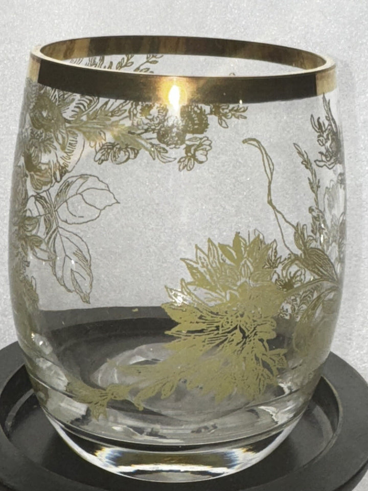 Mackenzie childs One Blooming 12 Oz  Tumbler- Glass Retired On Glass- New