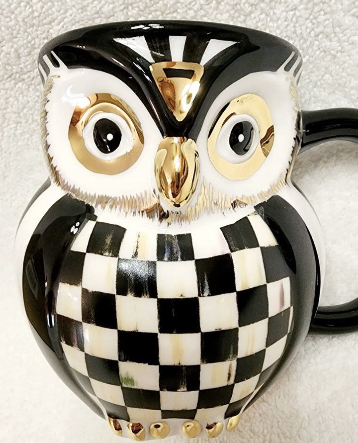 MACKENZIE CHILDS Courtly Check Owl Mug New