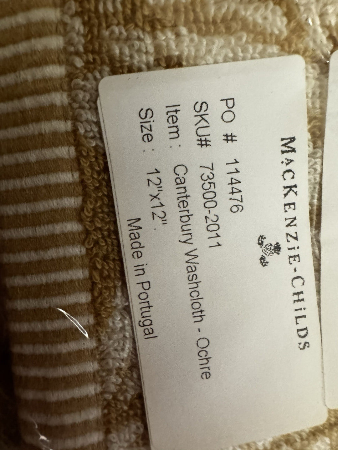 Mackenzie Childs Canterbury -ochre Hand Towel  And Washcloths Set 4 Piece