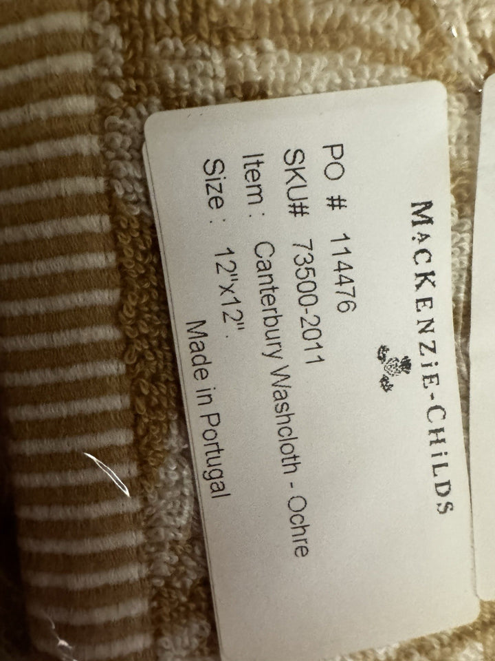 Mackenzie Childs Canterbury -ochre Hand Towel  And Washcloths Set 4 Piece