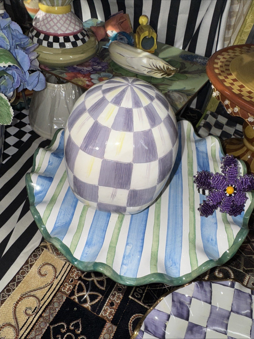 MacKenzie Childs Plum Check - Exclusive Skull Sold Out