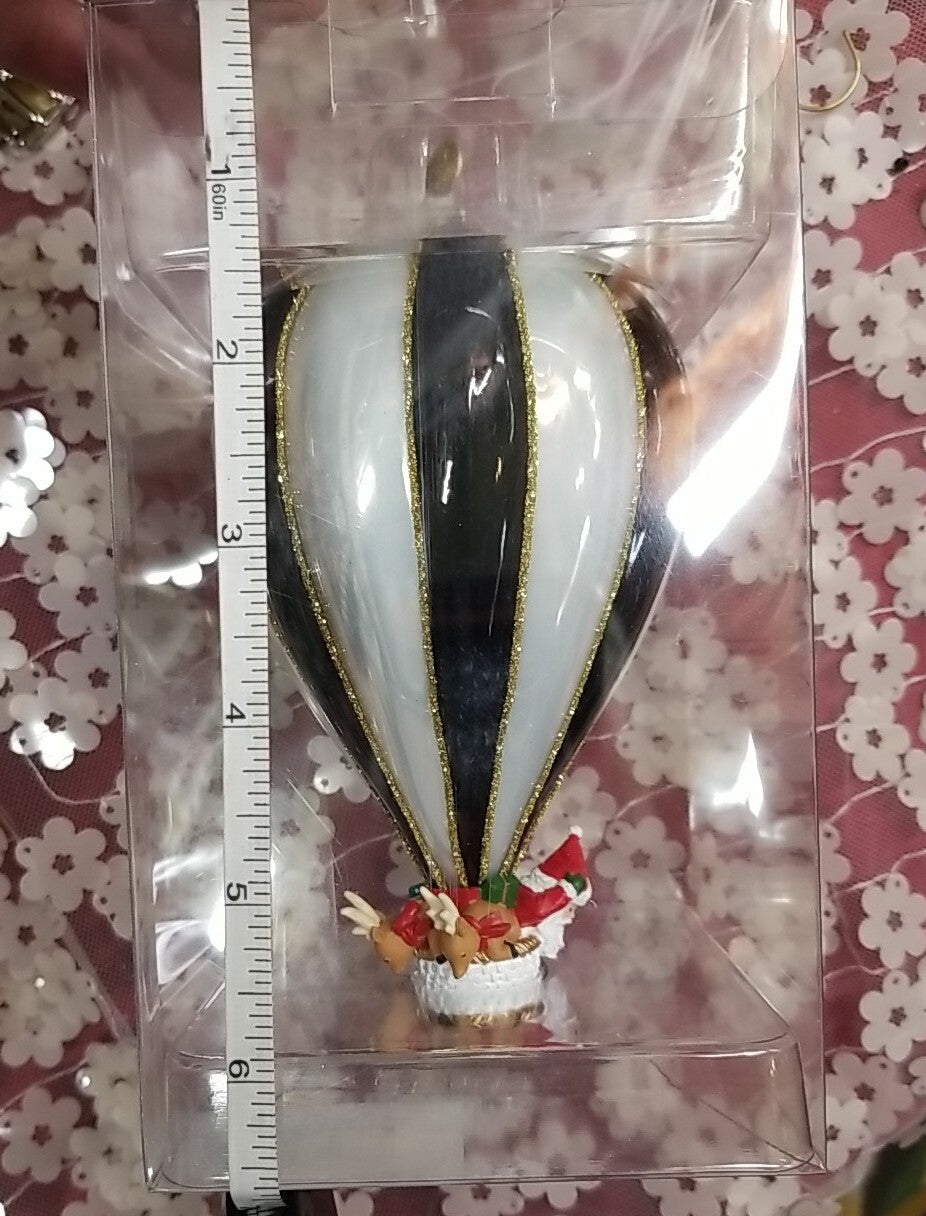 Mackenzie Childs Hot Air Balloon Glass Ornament
