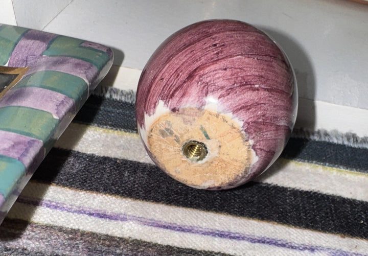 MACKENZIE CHILDS CERAMIC DRAWER PULL, KNOBS 1 INCH DIAMETER- Purple