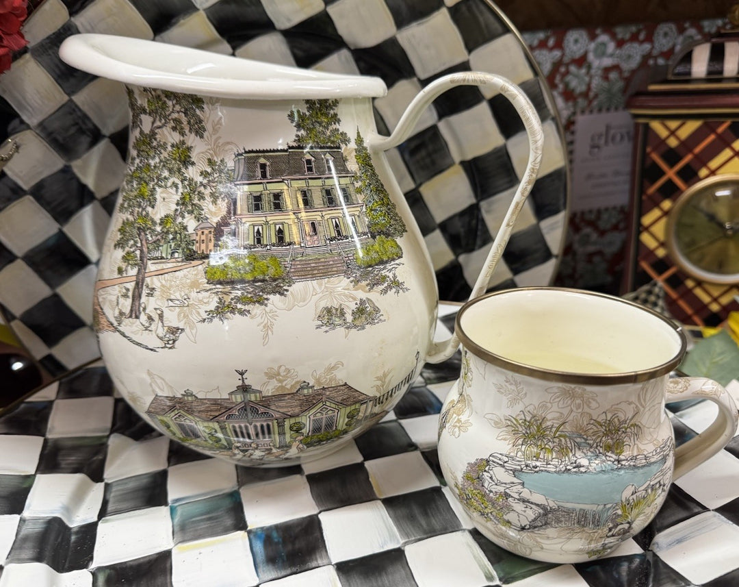 Mackenzie Childs Aurora Enamel 3 Quart Farm Countryside Pitcher- Retired