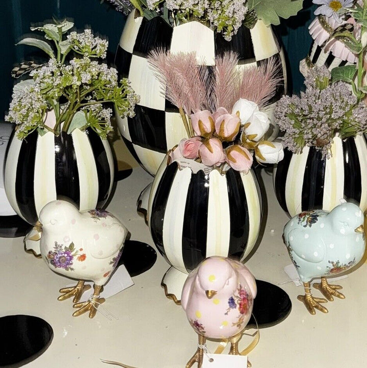 Mackenzie Childs Courtly Stripe Small Vase Cracked Egg- New