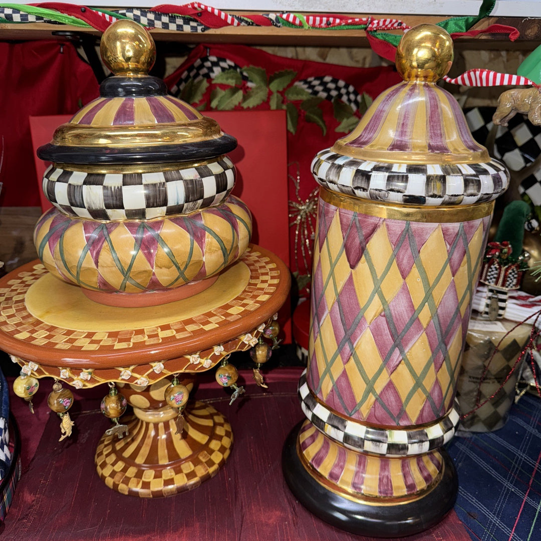 MacKenzie Childs Column Canister Argyle Collection 17" 2010 Retired