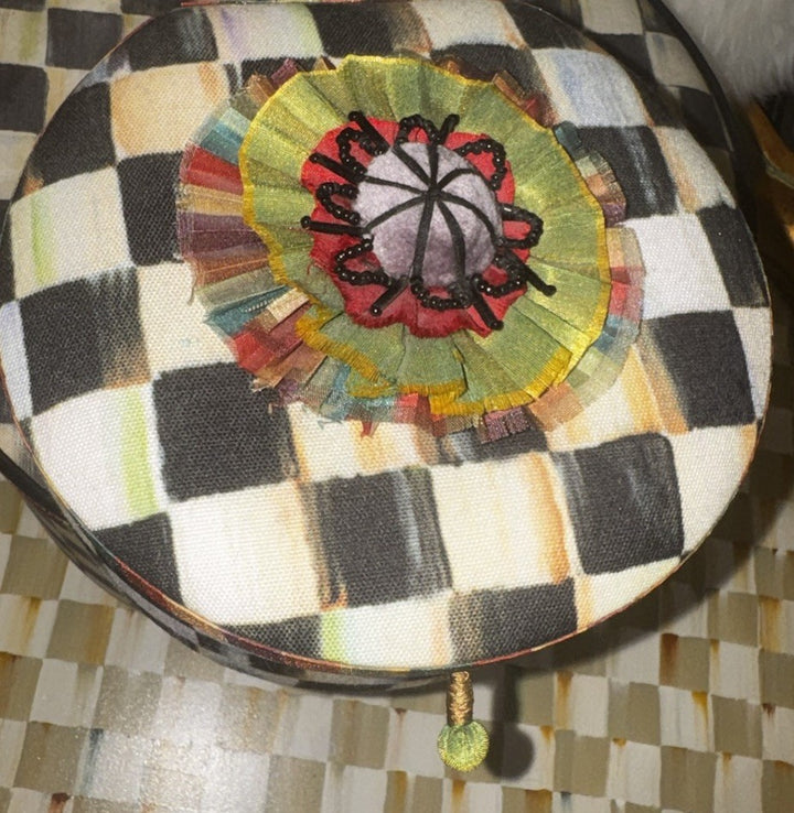 MacKENZIE CHILDS COURTLY CHECK ROUND JEWELRY Box Retired