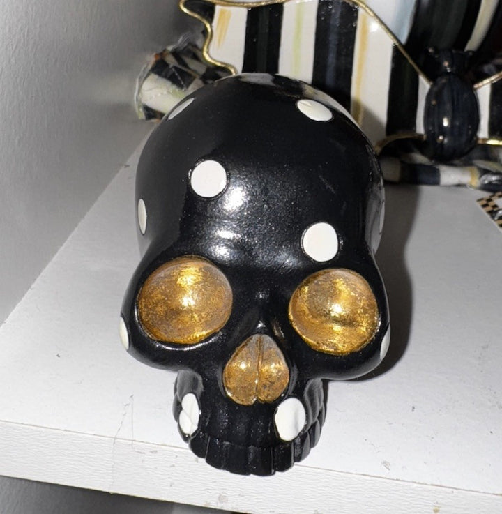 New Mackenzie Childs Courtly Mini Skull 2.25” Wide 2.75” Tall  - One Polka Dot