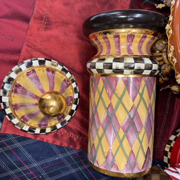 MacKenzie Childs Column Canister Argyle Collection 17" 2010 Retired