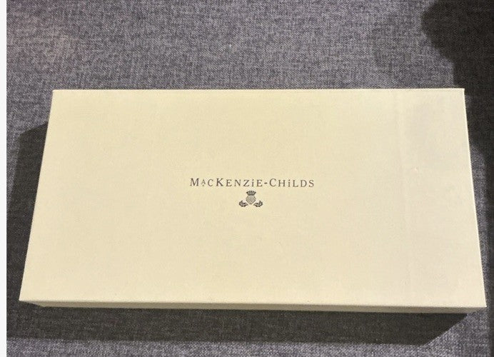 MACKENZIE CHILDS Ceramic COURTLY CHECK CHEESE KNIFE (FULL) SET W/BOX- New