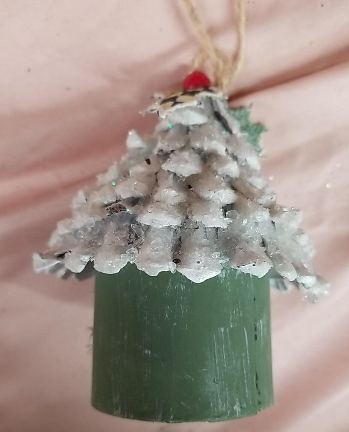 MacKenzie Childs Wood Farmhouse Holiday Birdhouse Ornament- New