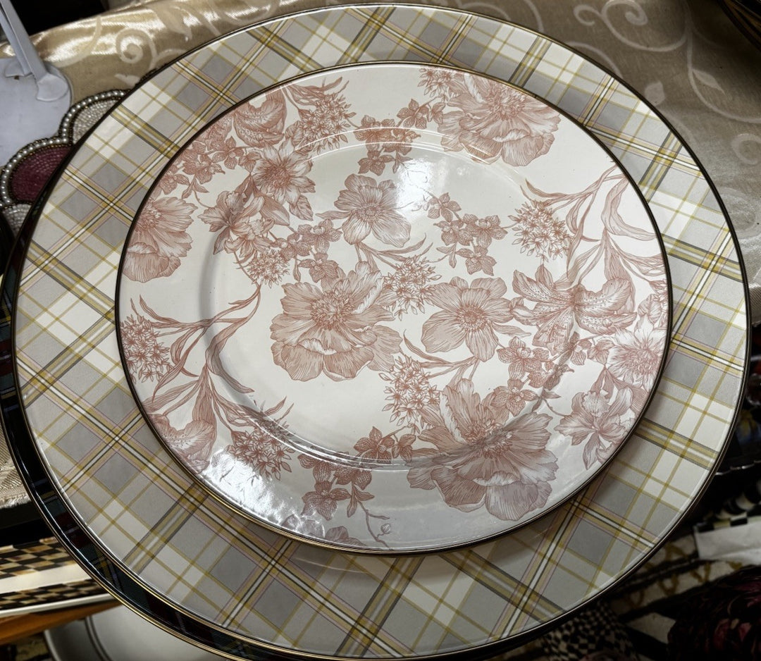 Mackenzie Childs  Tartan Latta  Enamel Serving Platter  16” - New