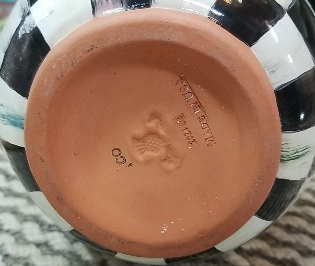 MacKENZIE CHILDS Courtly  CHECK CERAMIC PORTLY PITCHER New