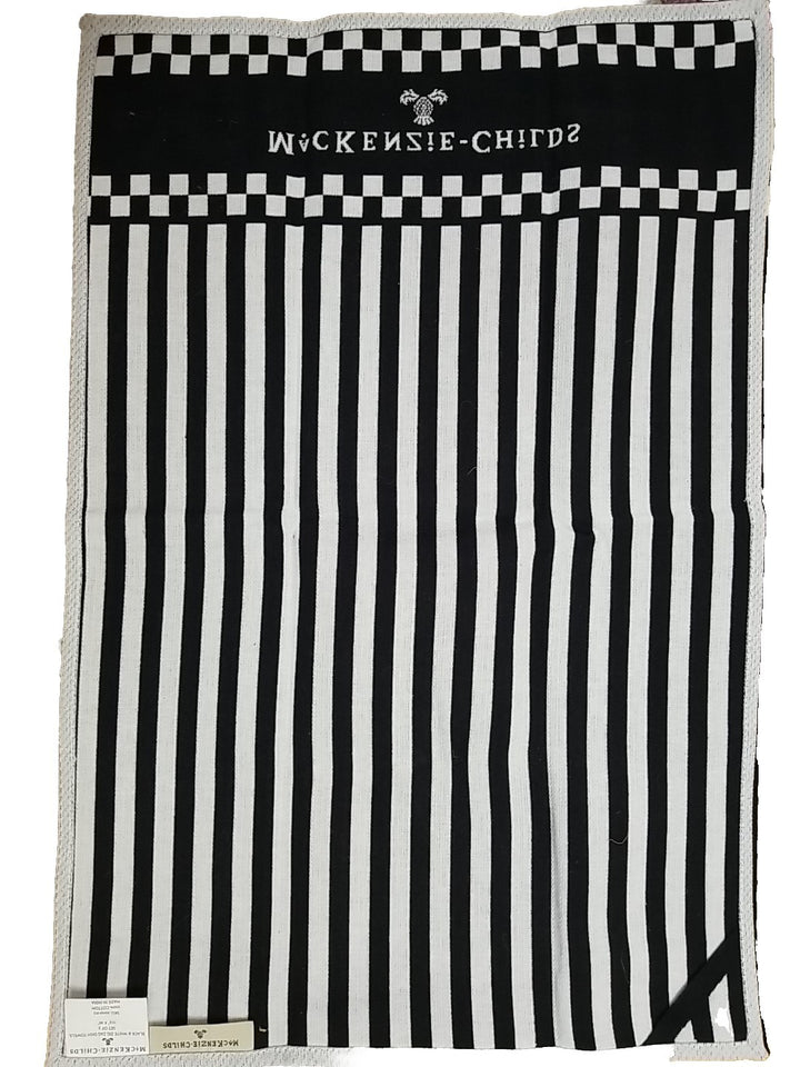 MACKENZiE-CHiLDS BLACK & WHITE Stripe zig zag DISH TOWEL – NEW