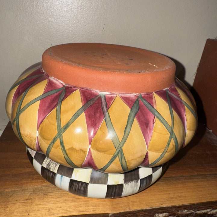 Mackenzie Childs Argyle Groovy Canister, 9" Tall, Ceramic Made In Aurora