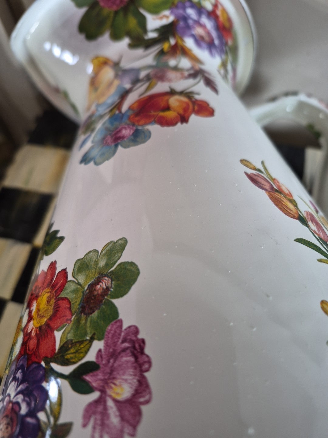 MacKenzie Childs White Flower Market LARGE Practical Pitcher 12”Tall FARMHOUSE