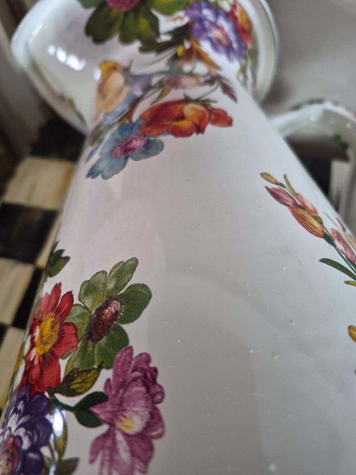 MacKenzie Childs White Flower Market LARGE Practical Pitcher 12”Tall FARMHOUSE