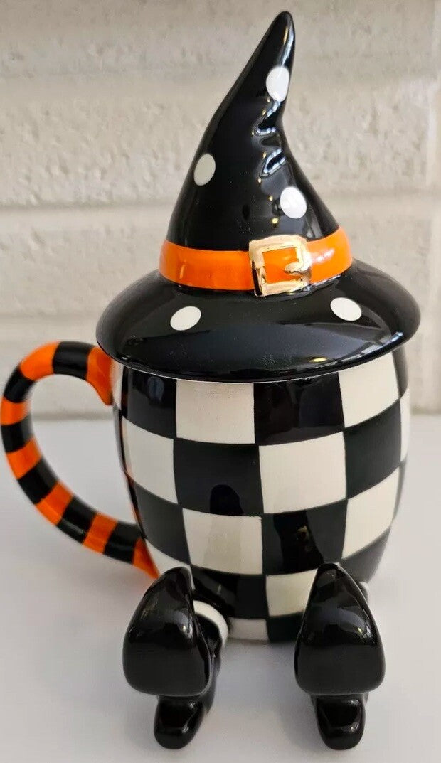 NEW MacKenzie Childs WITCHES BREW LIDDED MUG Ceramic - Nib