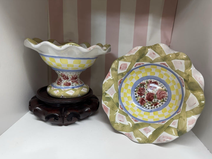 Mackenzie Childs 1-Fluted  Miniature Compote Taylor Dublin Hill 4" Tall Retired