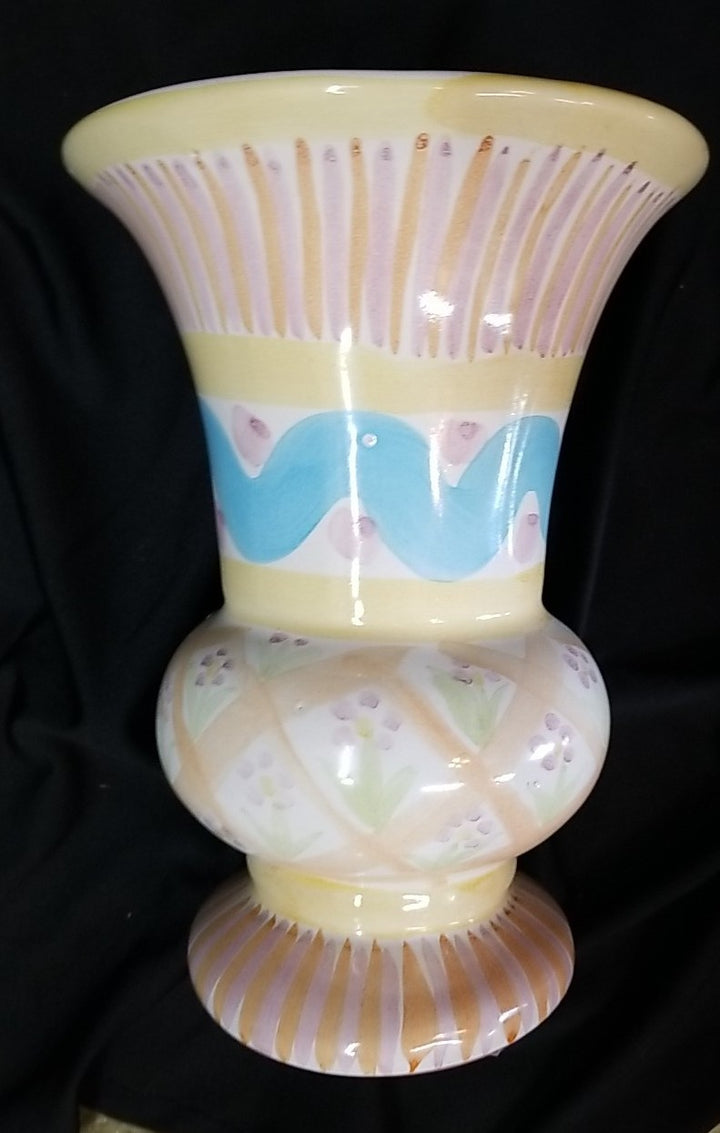 Mackenzie Childs Taylor Summer Frock  Hand Made Ceramic  Vase- Retired 1988