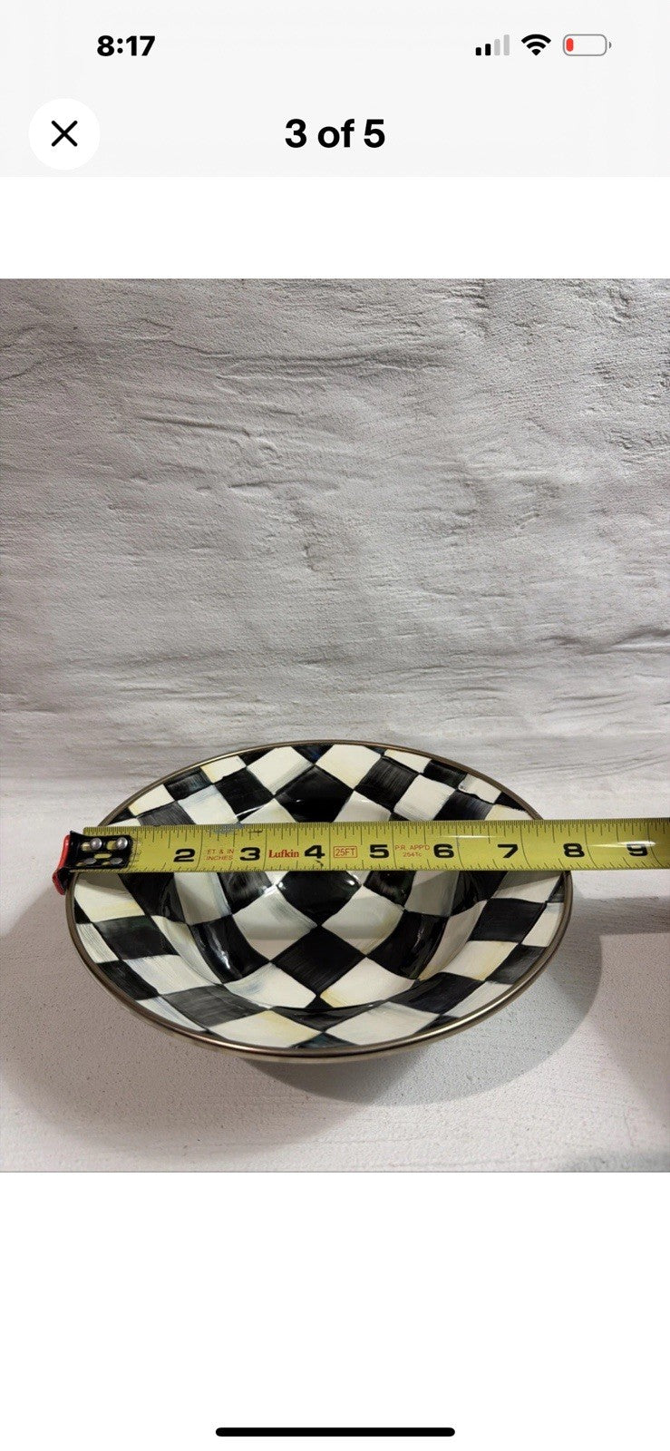 Mackenzie Childs Courtly Check Enamel Breakfast  8”  Bowl New