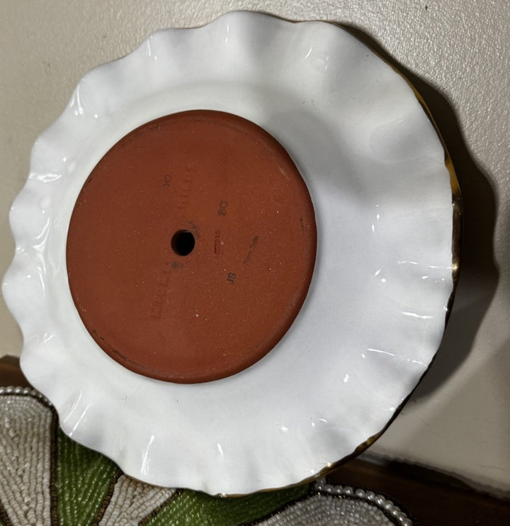 Mackenzie Childs Courtly Check Ceramic 9” Plate Fluted With Hole