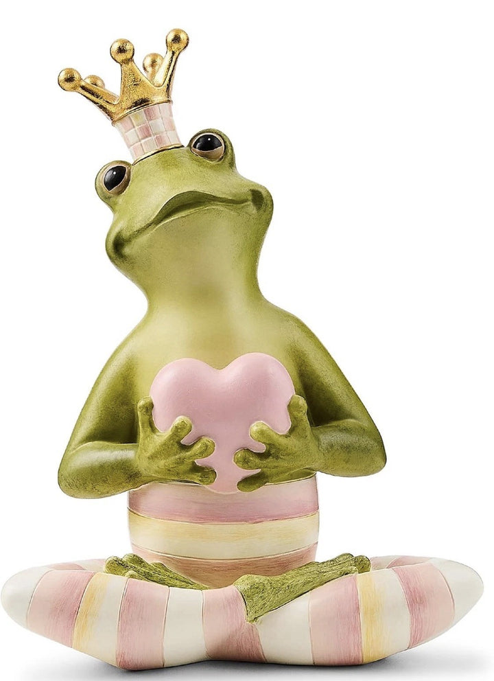MACKENZIE CHILDS Resin Rosy Fergal the Frog with Heart Figurine Pink
