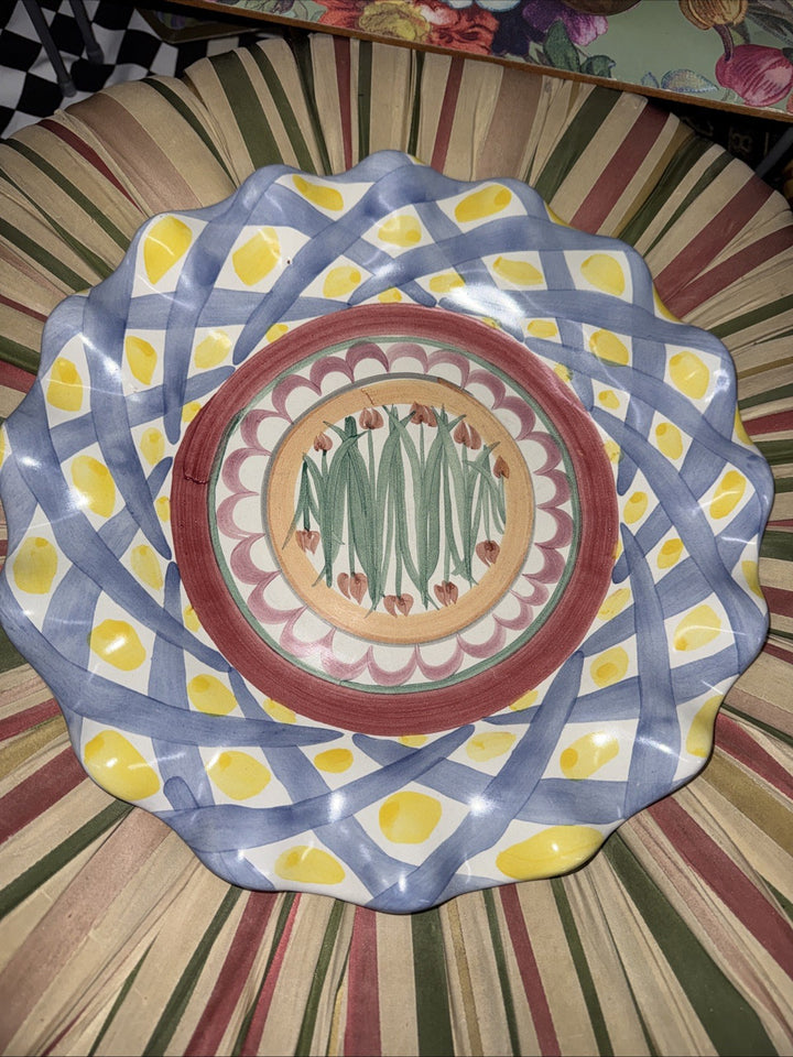 MacKenzie Childs Taylor Aalsmeer   Dinner Plate Fluted 11" Excellent 1996