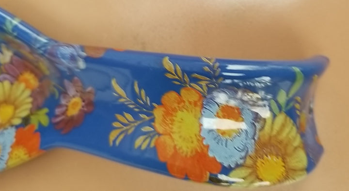 MACKENZIE CHILDS Blue Lapis Flower Market Enamel Spoon Rest NEW