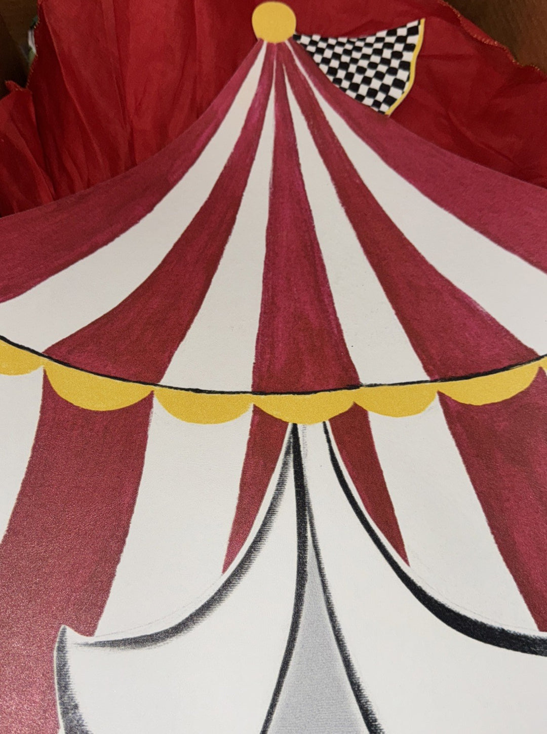 Mackenzie Childs Red And White Circus Tent Placemat  Check 17”x15" Vinyl Rare(4)