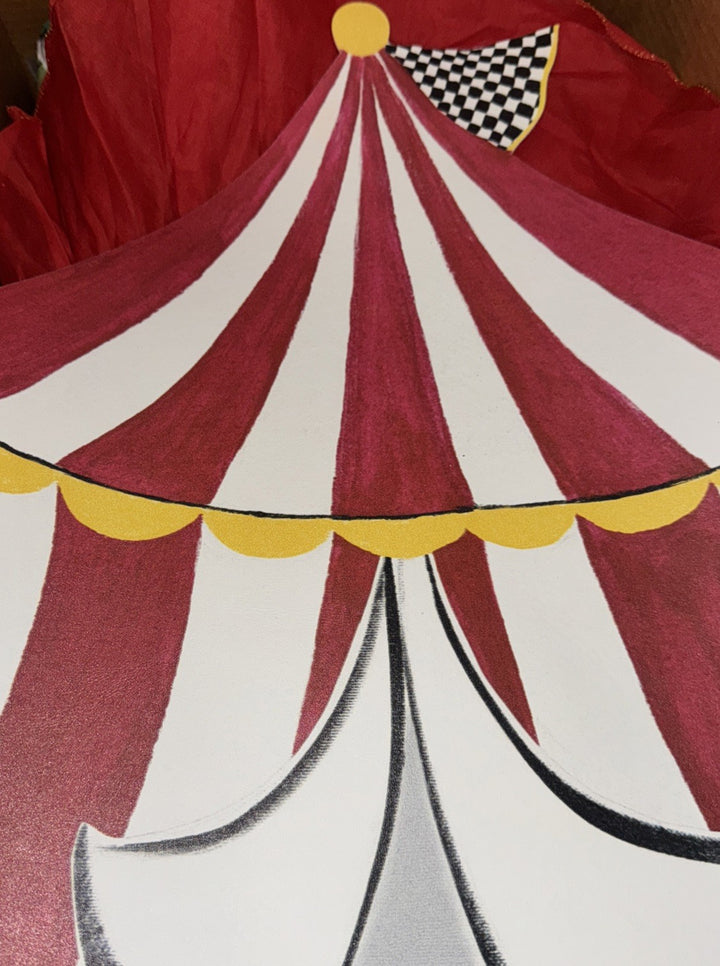 Mackenzie Childs Red And White Circus Tent Placemat  Check 17”x15" Vinyl Rare(4)