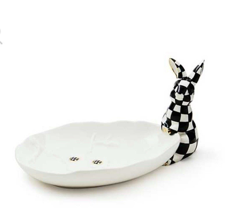 [MacKenzie-Childs] White Rabbit Ceramic Trinket Tray-new