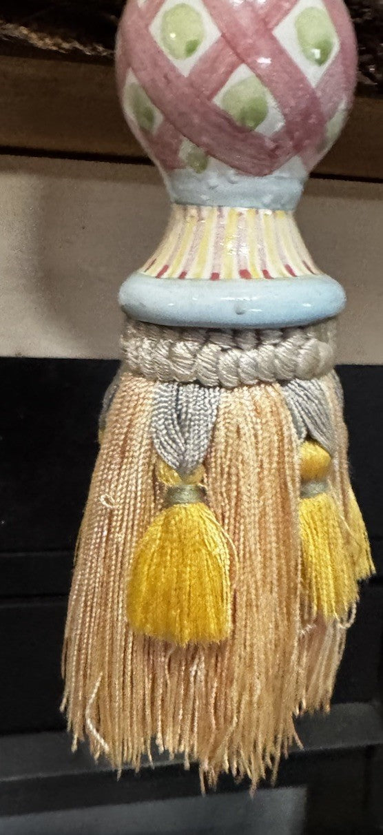 MacKenzie Childs Set Of 2 Vintage Tassel Pottery & Silk Fringe - Tassel 5” Long