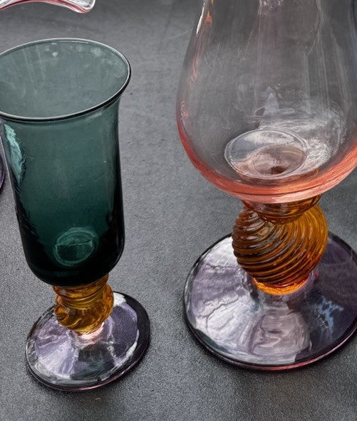 Mackenzie Childs Victoria & Richard Emprise Peacock  Flute Glass
