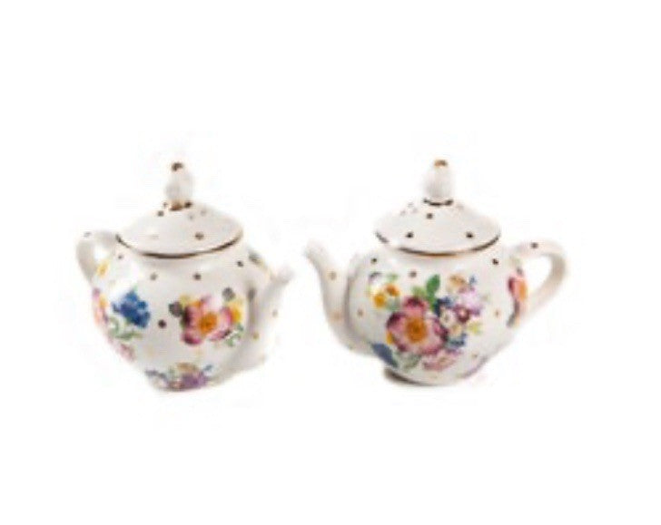 Mackenzie Childs White Flower Market Salt and Pepper Set  New In Box