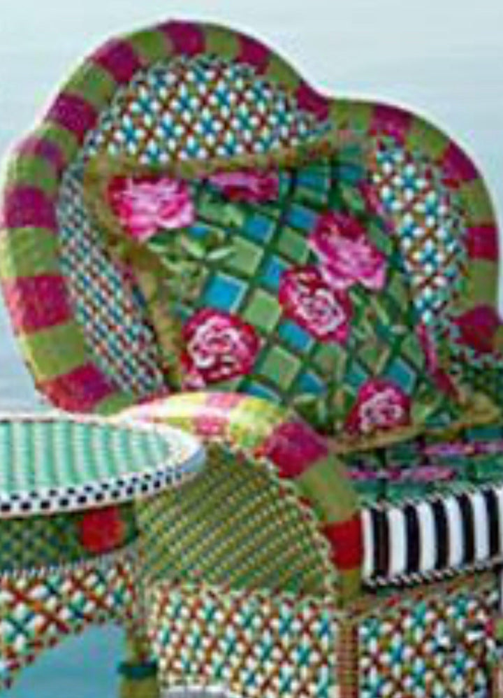 Mackenzie Childs Greenhouse Wild Rose Outdoor Throw Pillow 20 x 20 Excellent