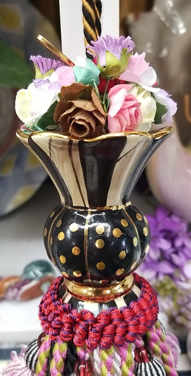 MacKenzie Childs Botanica Ceramic Tassel-new