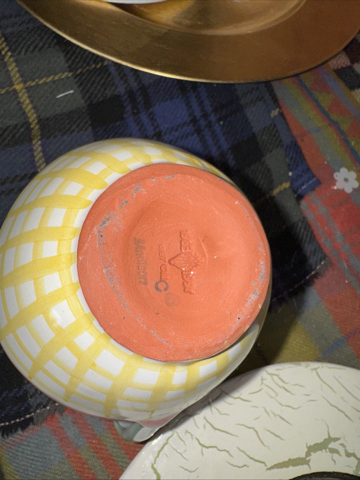 Mackenzie Childs Taylor 1997   Madison Ceramic Creamer 4” Made In Aurora